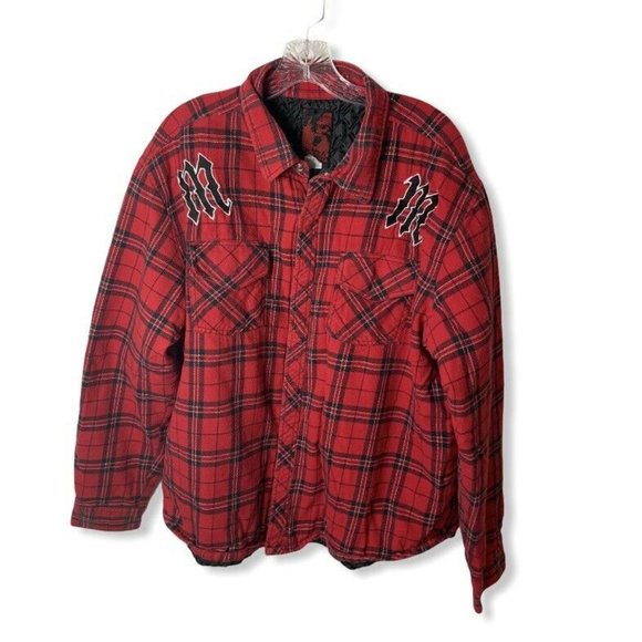 Metal Mulisha Red Plaid Button 
